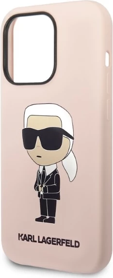 Mbështjellës Karl Lagerfeld Silicone Ikonik MagSafe për iPhone 14 Pro, rozë