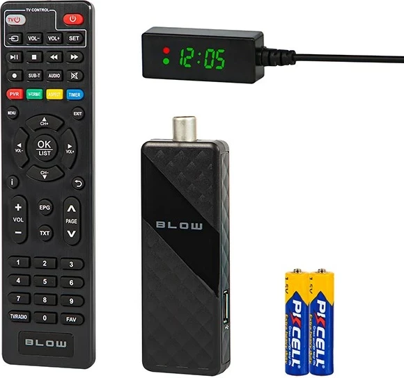 Tuner digjital BLOW 6000FHD MINI H.265, DVB-T2, i zi, me telekomandë