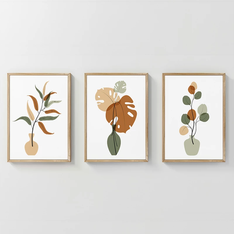 Set pikturash muri në kornizë, triptik Aural, print digjital, shumëngjyrëshe, 33x1.5x48cm