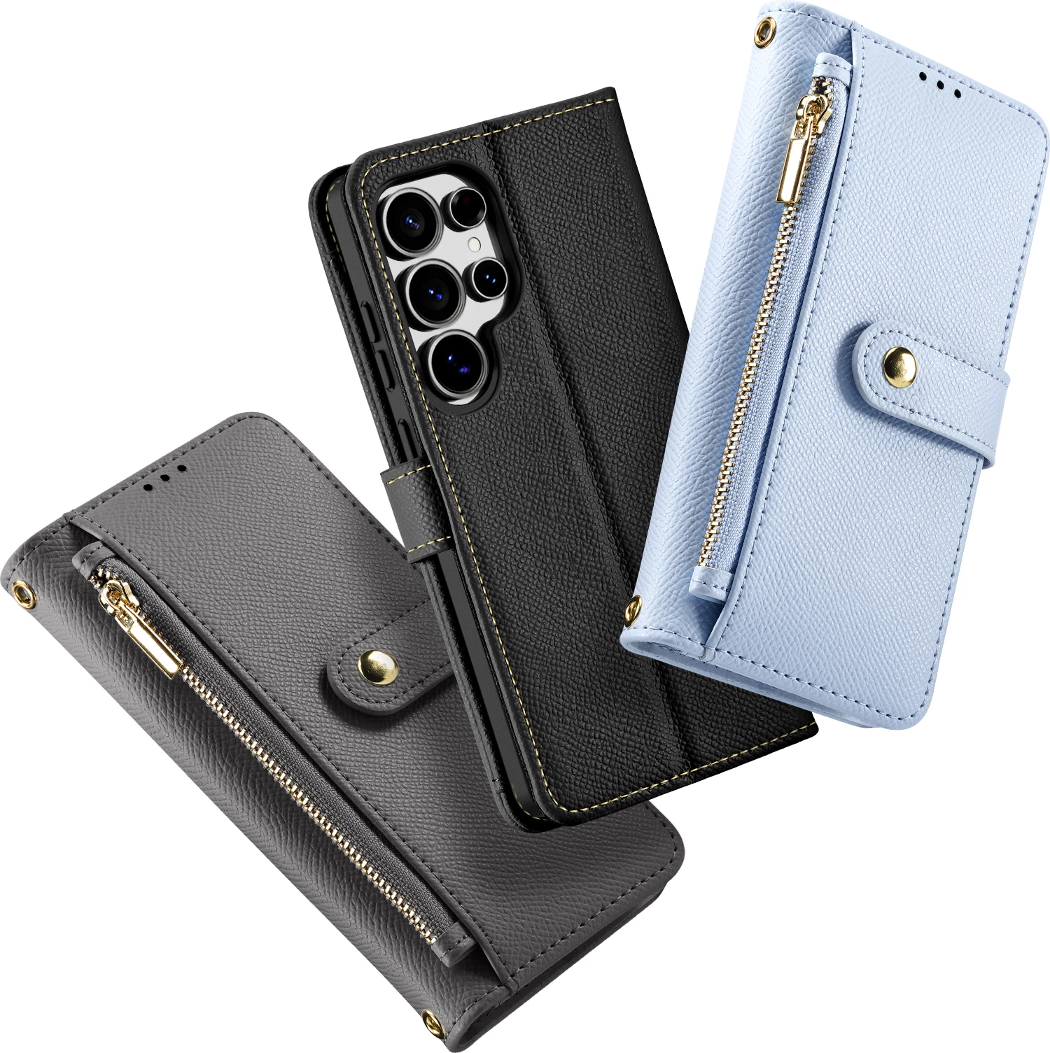 Mbështjellës Dux Ducis Lawa për Samsung Galaxy S25 Ultra, lëkurë, me portofol magnetik të ndashëm, kaltër