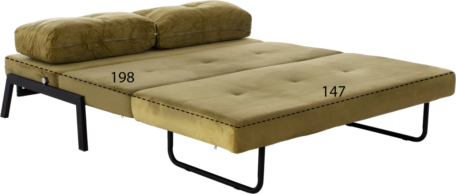 Shtrat divan kadife, ngjyrë ulliri, FH3079.13, 150x87x79 cm