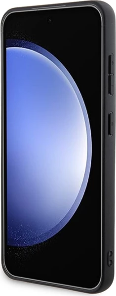 Mbështjellës DKNY Leather Pattern Metal Logo MagSafe për Samsung Galaxy S24+, i zi