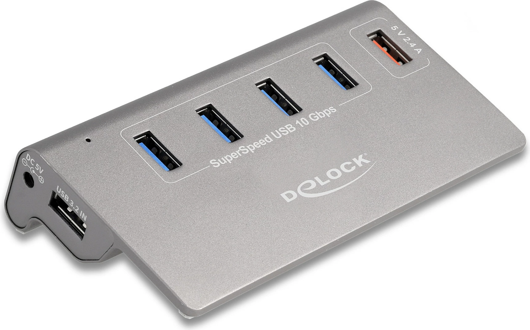USB hub DeLOCK 4 porte USB 10 Gbps + port karikimi i shpejtë, gri