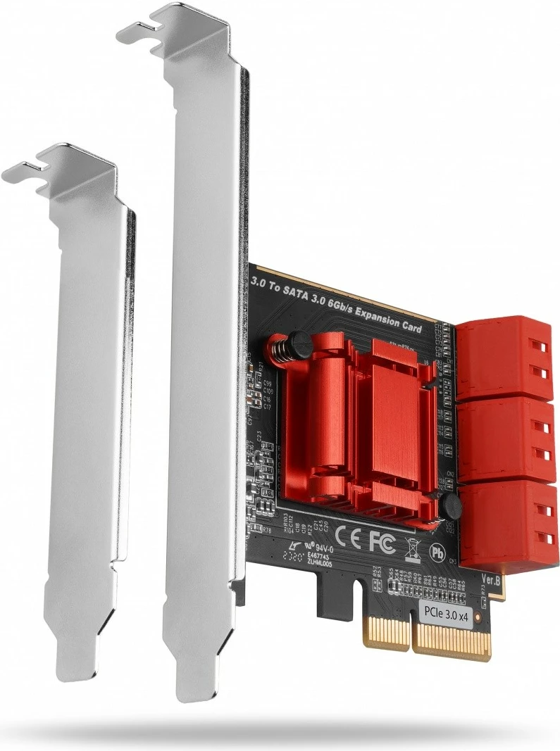 Kontroller SATA PCIe AXAGON PCES-SA6, 6 porta të brendshme SATA 6G, ASM1166, me kapak SP & LP