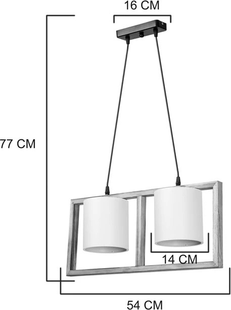 Llambë tavani me dy drita, ngjyrë kafe-krem, 54x14x27cm