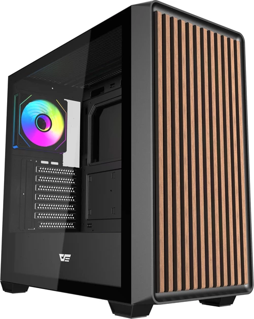 Kasë kompjuteri Darkflash DS900WD ATX Midi Tower, panel anësor xham i temperuar, mbështetje ATX/M-ATX/ITX, 2x HDD + 2x SSD, 7 slote PCIe, me 4 ventilatorë ARGB, e zezë, set x4
