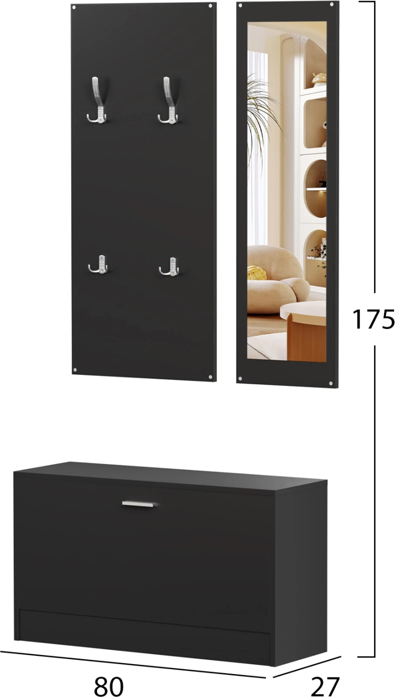 Set hyrje me pasqyrë VERN FH2476.02 melaminë ngjyrë wenge 80x27x175Hcm