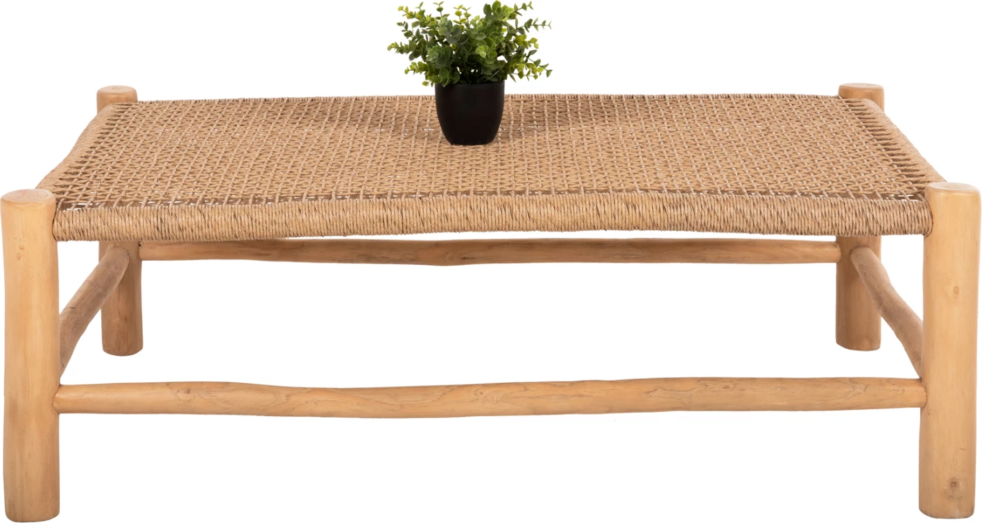 Tavolinë kafeje LONDER, dru teak-sintetik ratan, natyral, 119x79.5x41 cm