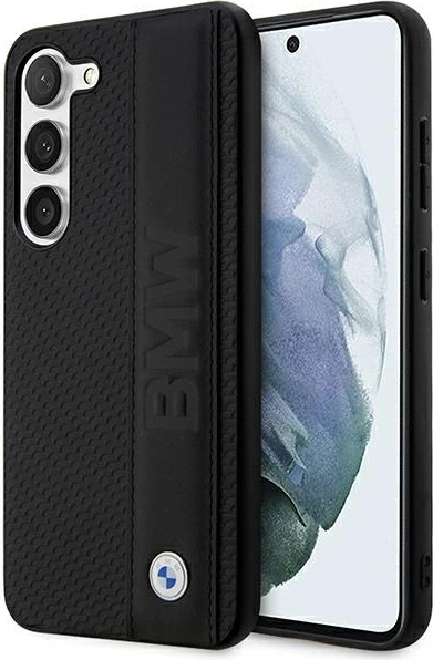 Mbështjellës BMW Leather Textured & Stripe për Samsung Galaxy S23+, i zi