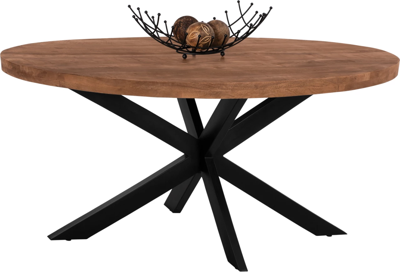 Tavolinë ngrënieje ovale, LEVINHO FH8482.11, dru mango masiv, 160x90x77H