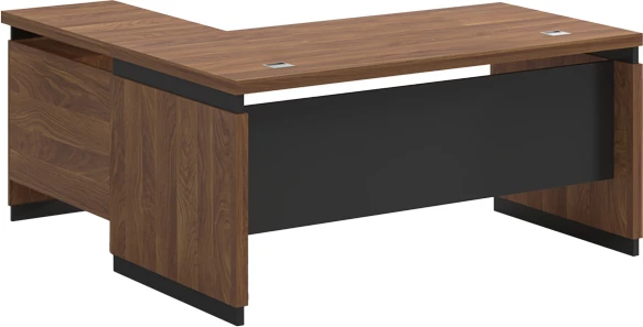 Tavolinë zyre e kthyeshme Oscar melaminë, ngjyrë arre-karbon, 160x80x76cm