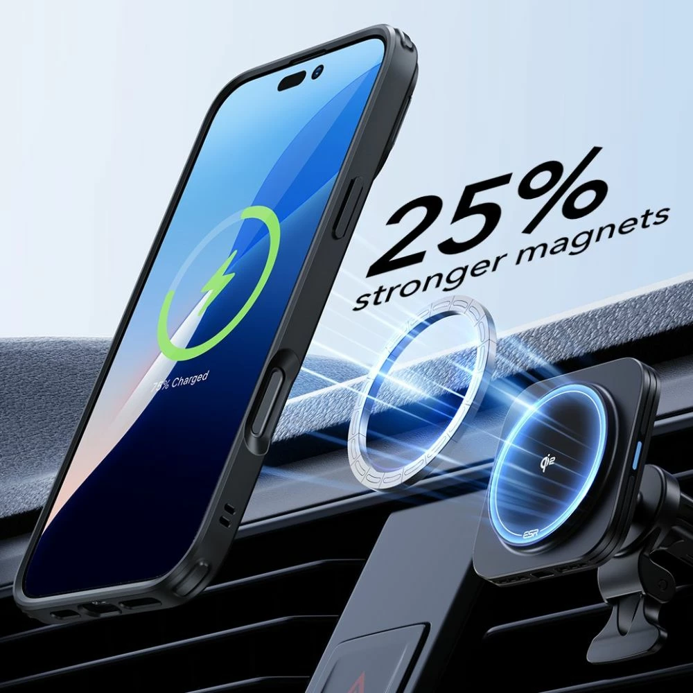 Mbështjellës ESR Classic Hybrid Kickstand HaloLock MagSafe për iPhone 16 Plus, me xham të temperuar, Zi