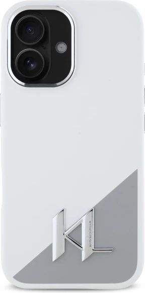 Mbështjellës Karl Lagerfeld Silicone Shadow Metal Initial MagSafe për iPhone 16, Bardhë