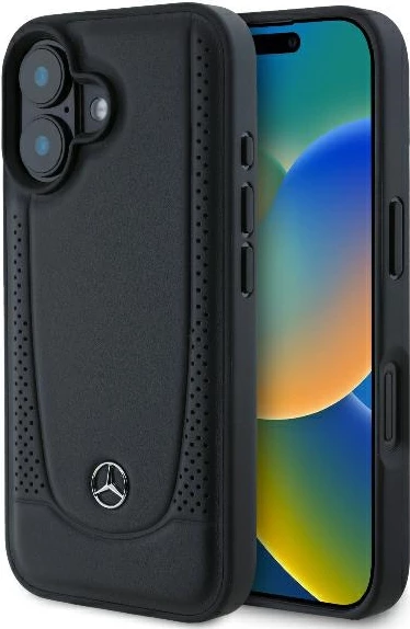 Mbështjellës Mercedes Leather Urban për iPhone 16, i zi
