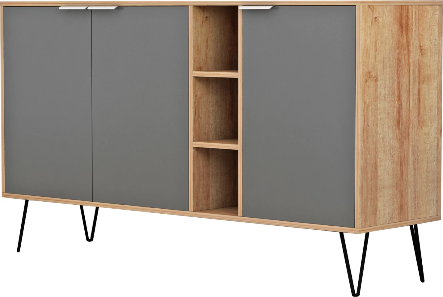 Bufe CABRON FH8874.11 melaminë, këmbë metalike të zeza, 142x40x83H cm