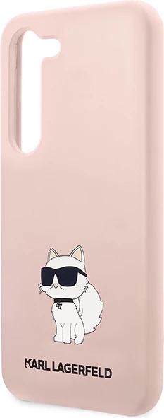 Mbështjellës Karl Lagerfeld Liquid Silicone Ikonik Choupette për Samsung Galaxy S23+, Rozë