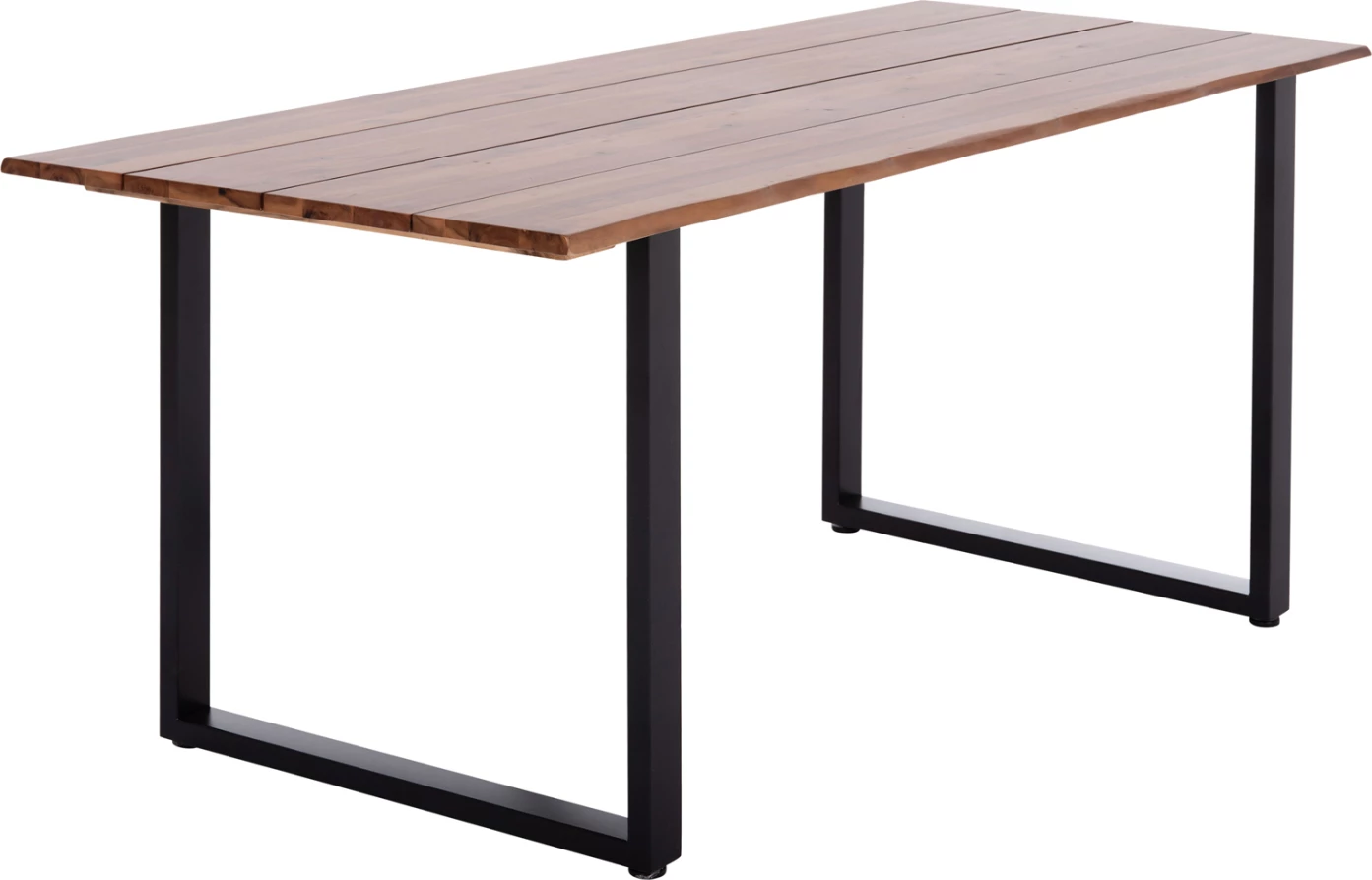 Tavolinë ngrënieje për jashtë, dru akacie, këmbë metalike, 160x80x76cm