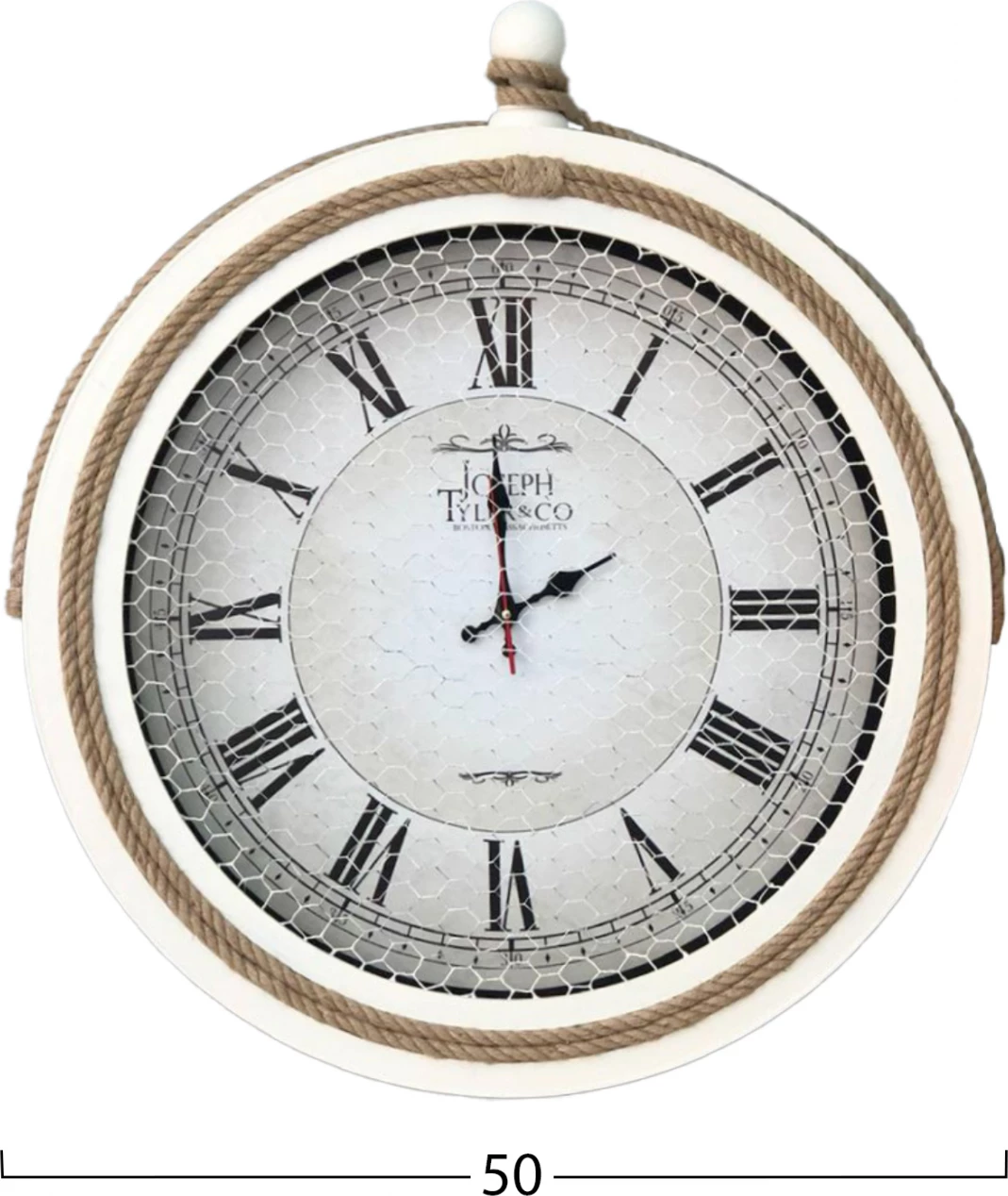 Orë muri e bardhë metalike me litar FH7452.02 D50 cm