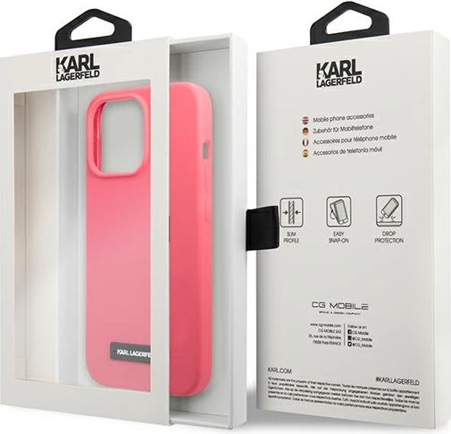 Mbështjellës Karl Lagerfeld Silicone Plaque për iPhone 13/13 Pro, 6.1", Fuksja