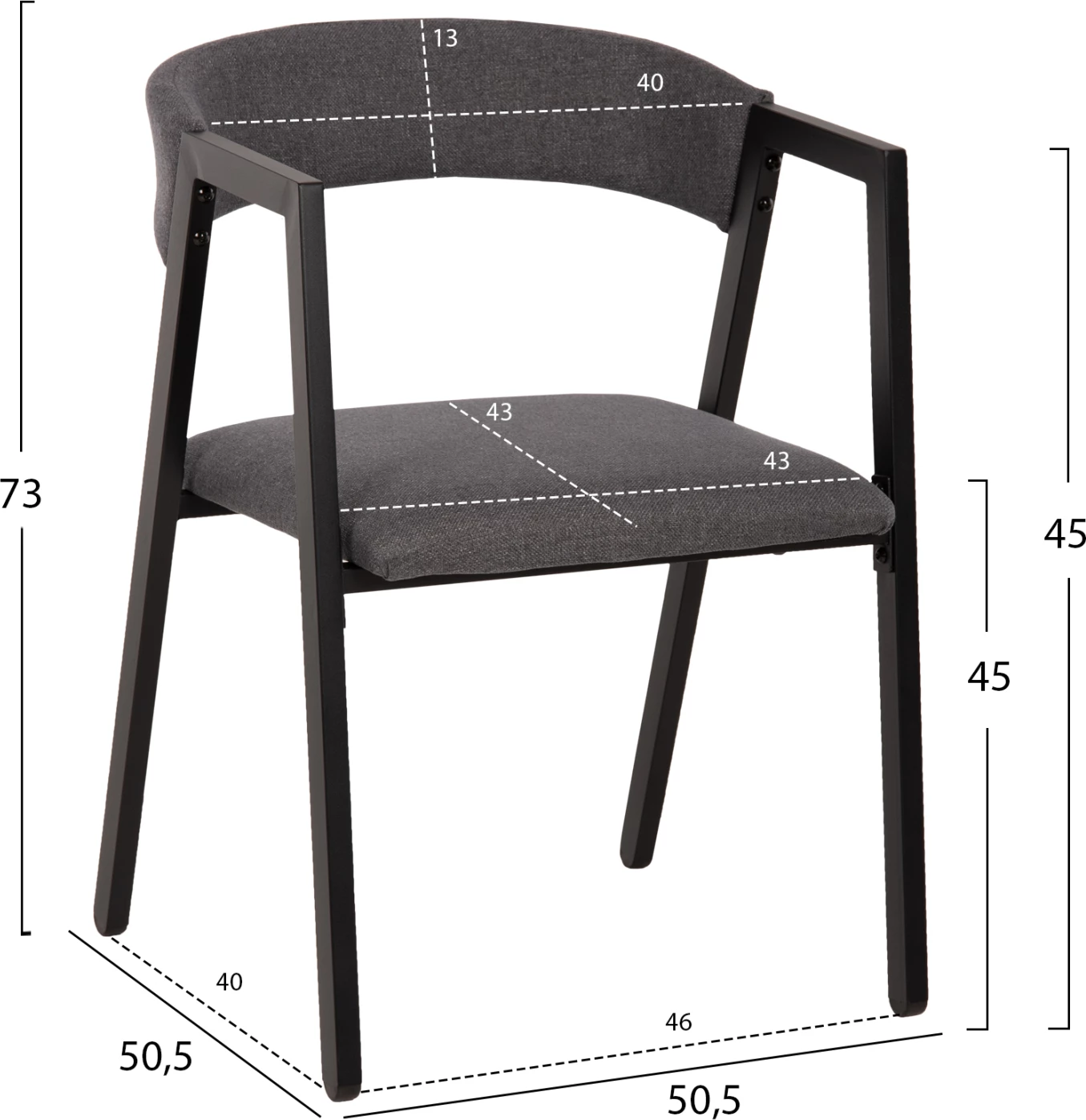 Set për ngrënie JAY 5 pjesë, FH9529.01, tavolinë ngjyrë arre, karrige me pëlhurë gri, 120x70x76 cm