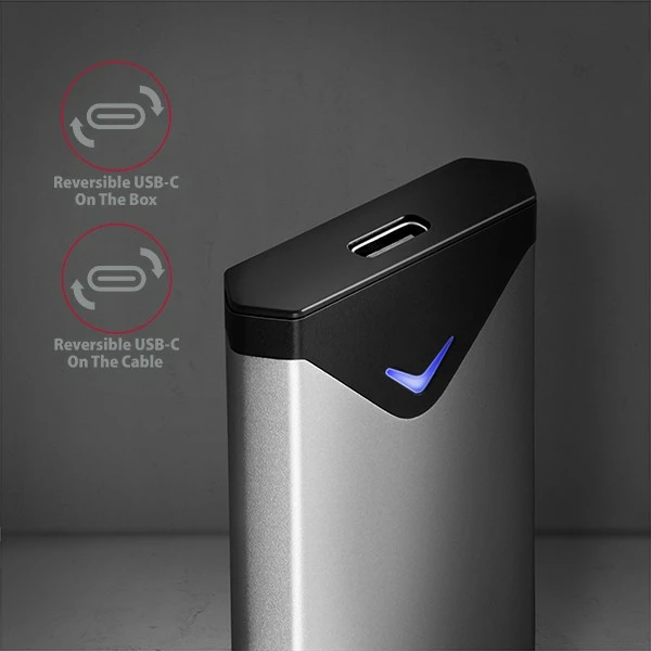 Kasë e jashtme AXAGON EEM2-UG2 për NVMe M.2 SSD, USB-C 3.2 Gen 2, 42-80 mm, argjendtë/zezë