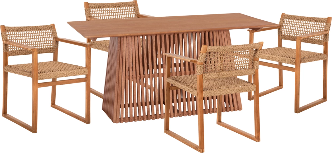 Tavolinë me karrige 5 copë, NARLEY, FH21078.01, tavolinë drejtkëndëshe & 4 karrige