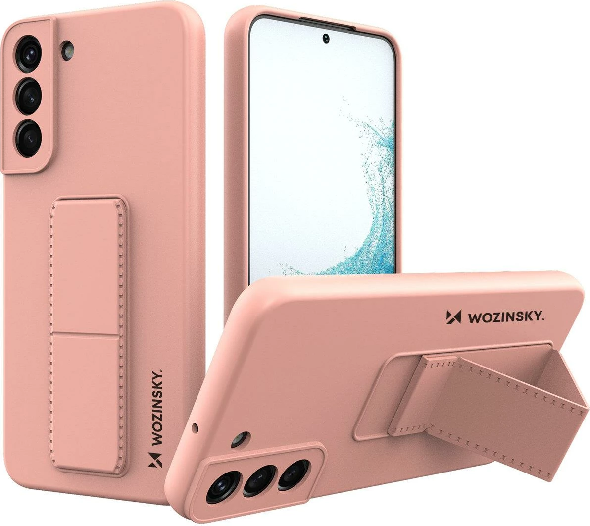 Mbështjellës Wozinsky Kickstand Case për Samsung Galaxy S22+, silikon, rozë