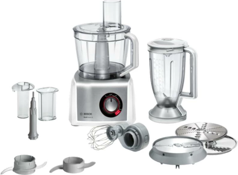 Përpunues ushqimi, Bosch, Multitalent 8 MC812S814, 1250 W, tas 3.9 L, blender 1.5 L, i bardhë