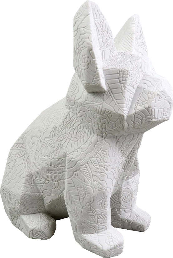 Dekor qen Monty B, polirezine e bardhë, 18x12x22cm