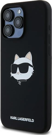Mbështjellës Karl Lagerfeld Silicone Choupette Head MagSafe për iPhone 15 Pro Max, zi