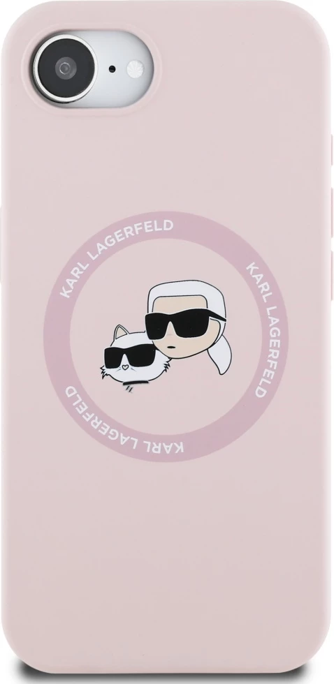 Mbështjellës Karl Lagerfeld Silicone Karl&Choupette Heads MagSafe për iPhone 16e, Rozë