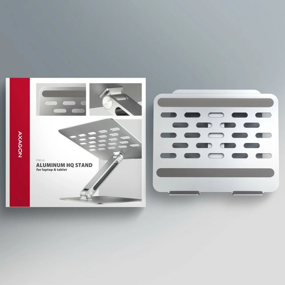 Mbajtëse alumini për laptop AXAGON STND-LQ, 10-16 inç, e rregullueshme, Gri