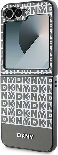 Mbështjellës DKNY Repeat Pattern Bottom Stripe për Samsung Galaxy Z Flip 6, Kafe