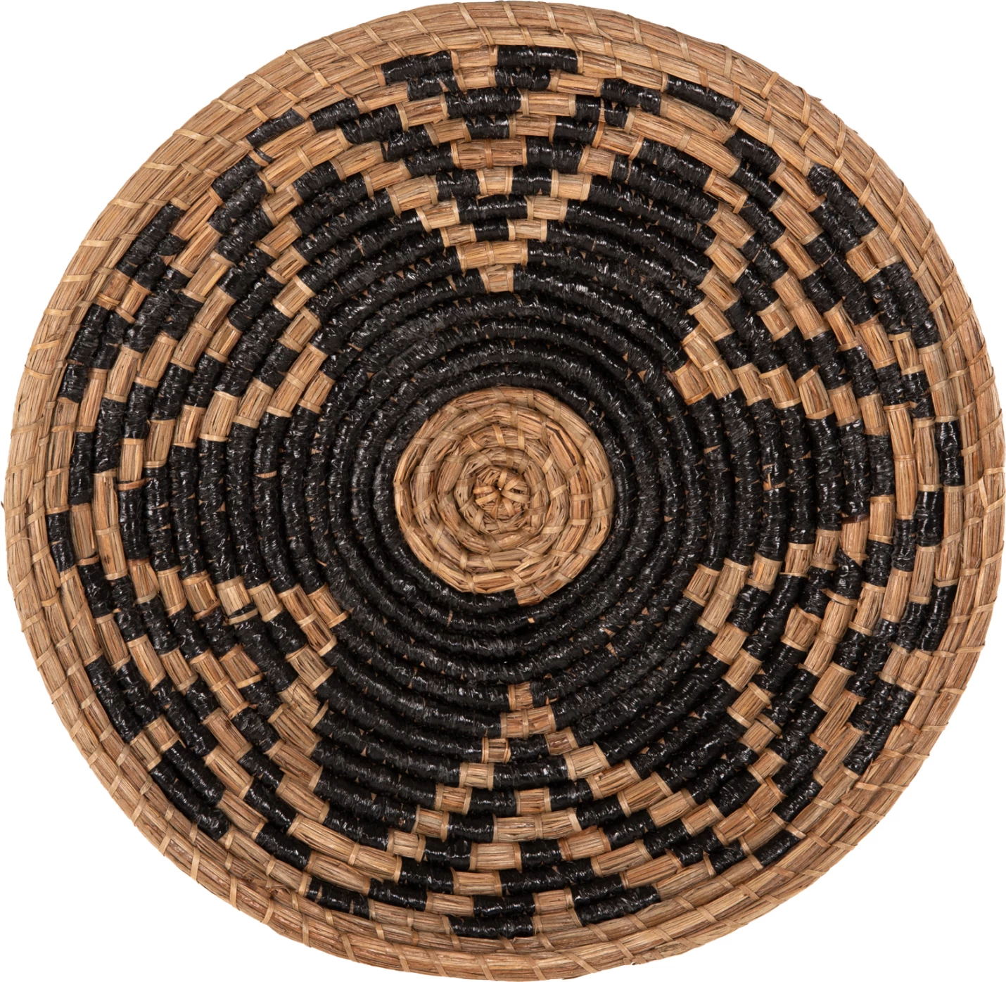 Dekor muri i rrumbullakët, bari Mendong, natyral-zi, FH7863, Φ51x6 cm