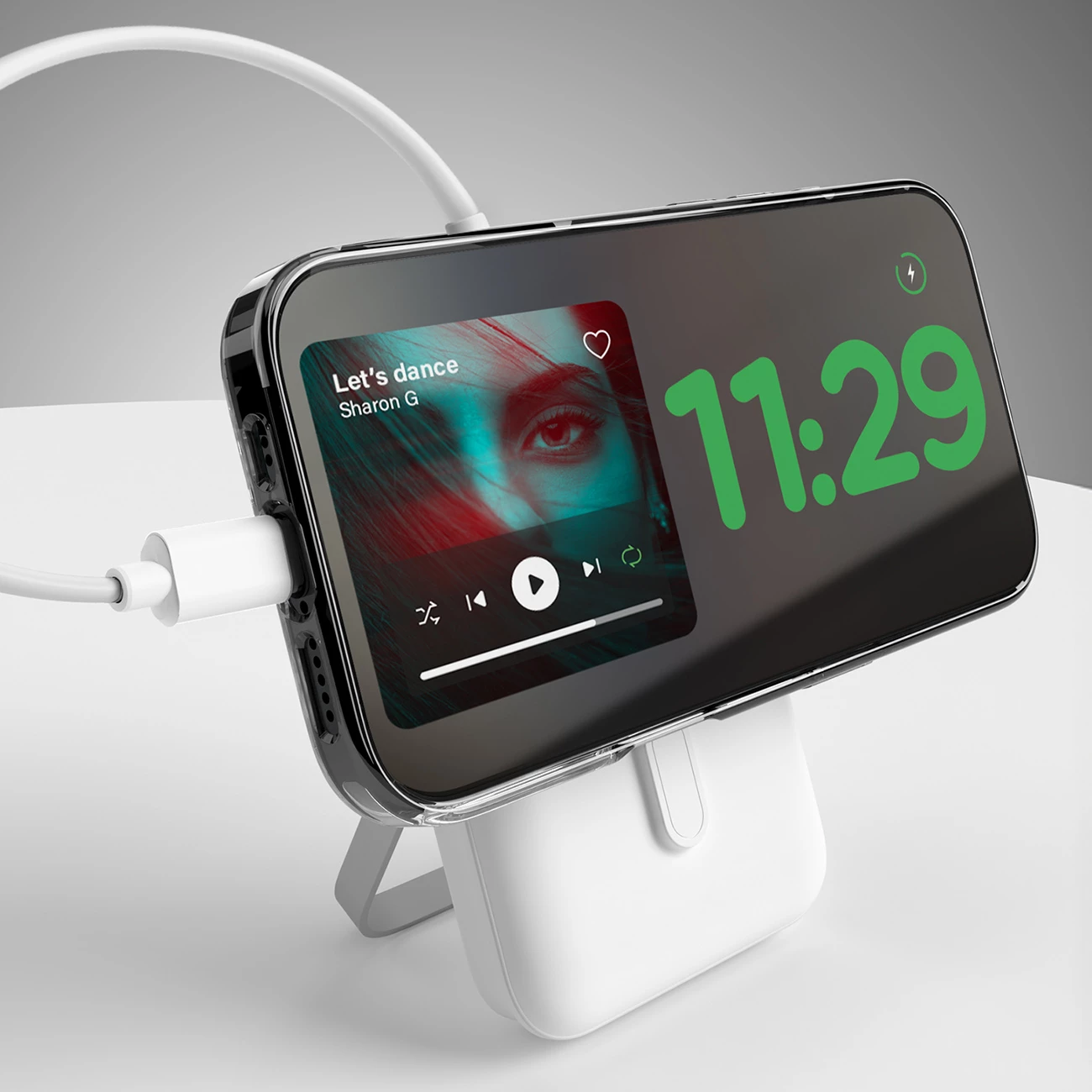 Powerbank Puro 10000mAh MagSafe me këmbë alumini, Bardhë