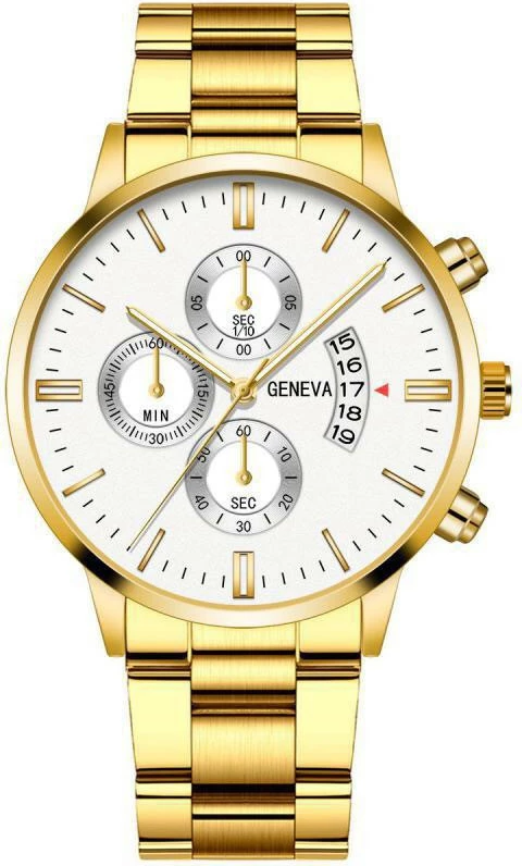 Orë dore Geneva ODG3 për meshkuj, e bardhë/e artë