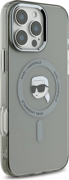Mbështjellës Karl Lagerfeld IML Metal Karl Head MagSafe për iPhone 16 Pro, Zi