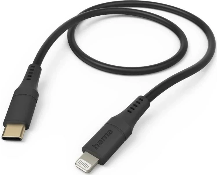 Kabëll Hama Flexible USB-C Lightning 1.5m silikon i zi