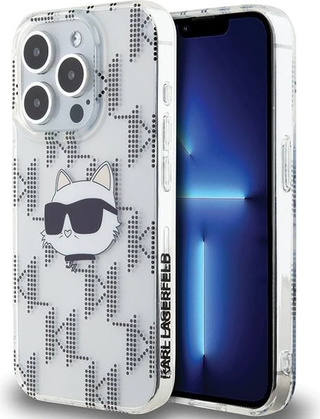 Mbështjellës Karl Lagerfeld IML Choupette Head & Monogram për iPhone 15 Pro, Transparent