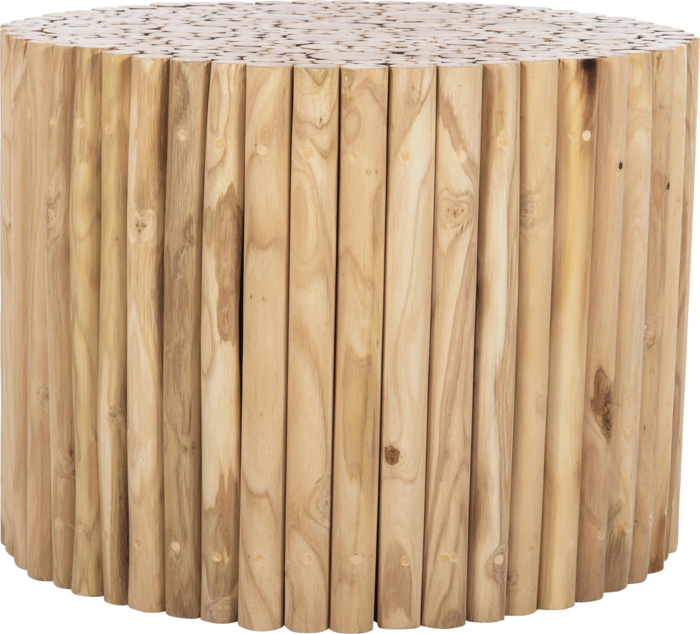 Tavolinë kafeje e rrumbullakët COOTER FH9864 degë tik - natyrale Φ60,5x46Hcm