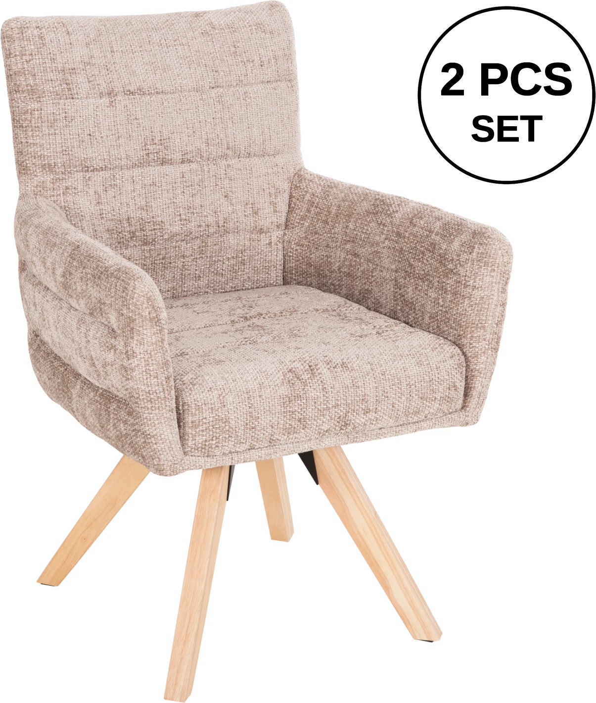 Karrige ngrënieje GAZER FH9845.04, pëlhurë bezhë, këmbë druri gome, 66x63x91H cm., set prej 2 copë