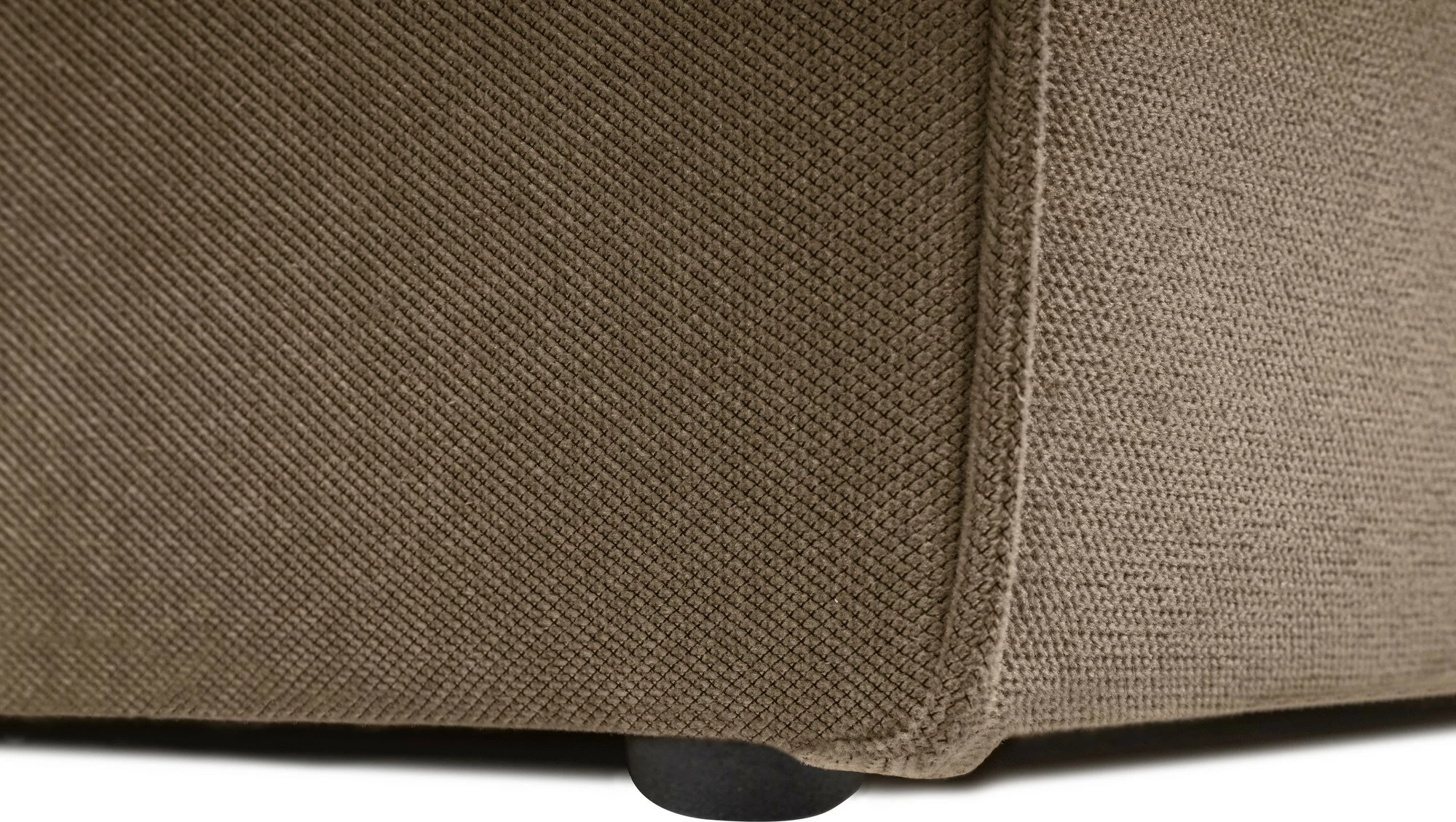 Këndore Sora me pouffe, kornizë druri, pëlhurë lino, kafe, 350x65x190cm