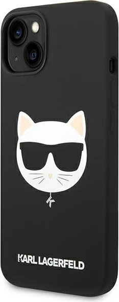 Mbështjellës Karl Lagerfeld KLHMP14MSLCHBK për iPhone 14 Plus 6.7", silikon, i zi, Choupette Head Magsafe