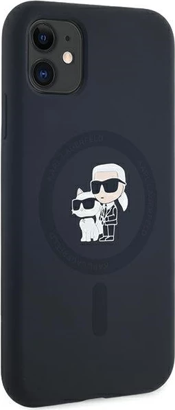 Mbështjellës Karl Lagerfeld Silicone Karl & Choupette MagSafe për iPhone 11/XR, i zi