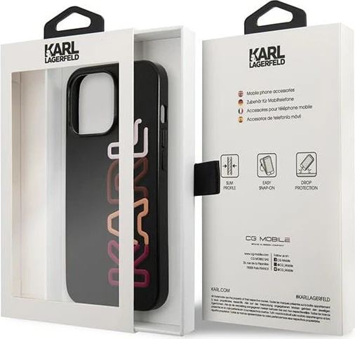 Mbështjellës Karl Lagerfeld KLHCP13LPCOBK për iPhone 13/13 Pro, Hardcase, Multipink, i zi