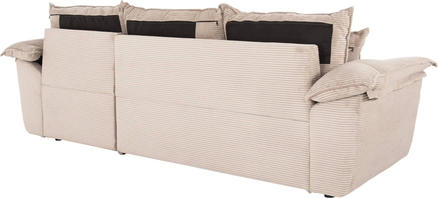 Divan qoshe me shtrat dhe hapësirë ruajtjeje ALDO FH3276.01R, pëlhurë bezhë, 256x91-159x87H cm