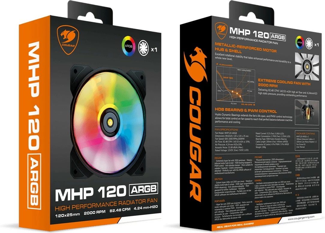 Ventilator kase Cougar MHP 120 ARGB 120mm, i zi