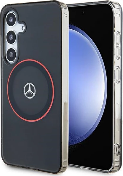Mbështjellës Mercedes Double Layer W Red MagSafe për Samsung Galaxy S24, i zi