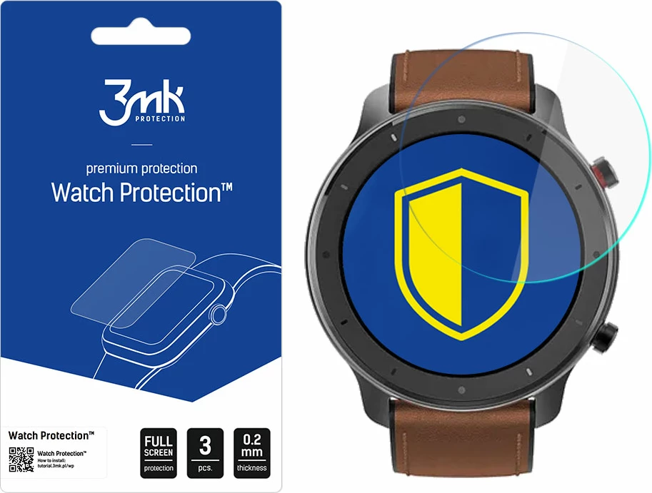Xham mbrojtës hibrid për smartwatch 3mk Protection Watch Protection, për Xiaomi Amazfit GTR 47 mm, 3 copë