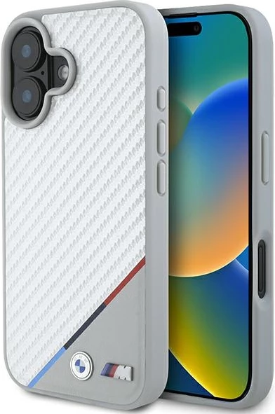 Mbështjellës BMW M Carbon Tricolor Line MagSafe për iPhone 16, Gri